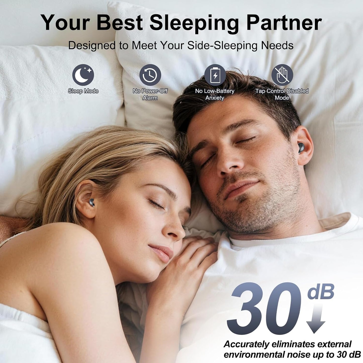 Sleep Earbuds Bluetooth 6.0 in Ear, Sleep Headphones with Sleep Monitor APP, 2026 New Mini Sleep Ear Buds with Small Earplugs for Side Sleepers, 48H Playtime Sleep Earphones with Sleep Mode Blue