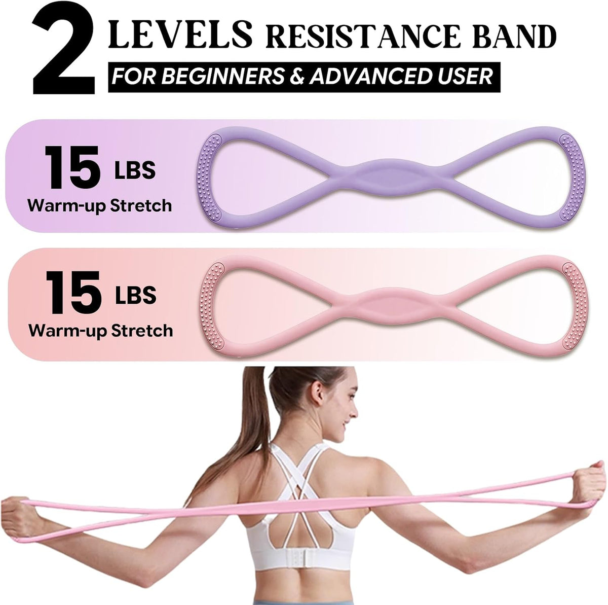 Figure 8 Resistance Band with Handles, for Home Gym,Yoga & Physical Therapy