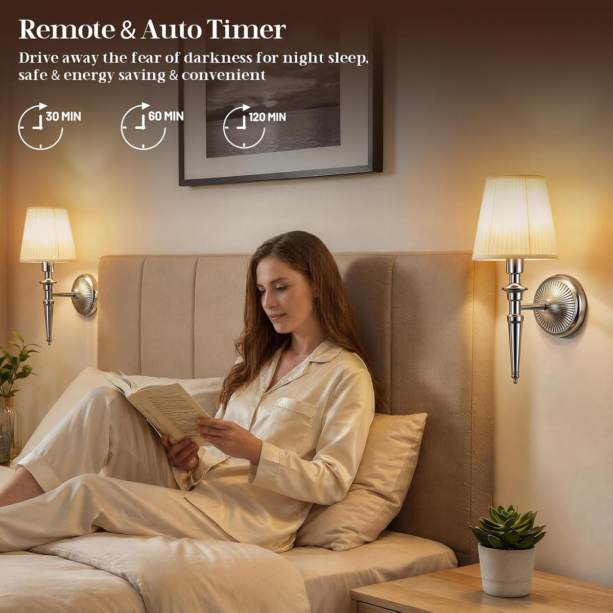 Battery Operated Wall Sconces Set of 2, Wireless Rechargeable Wall Lights with 12 RGB Colors and 3CCT Dimmable, Small Fabric LED Wall Lamps for Bedroom, Living Room, Hallway, Gold