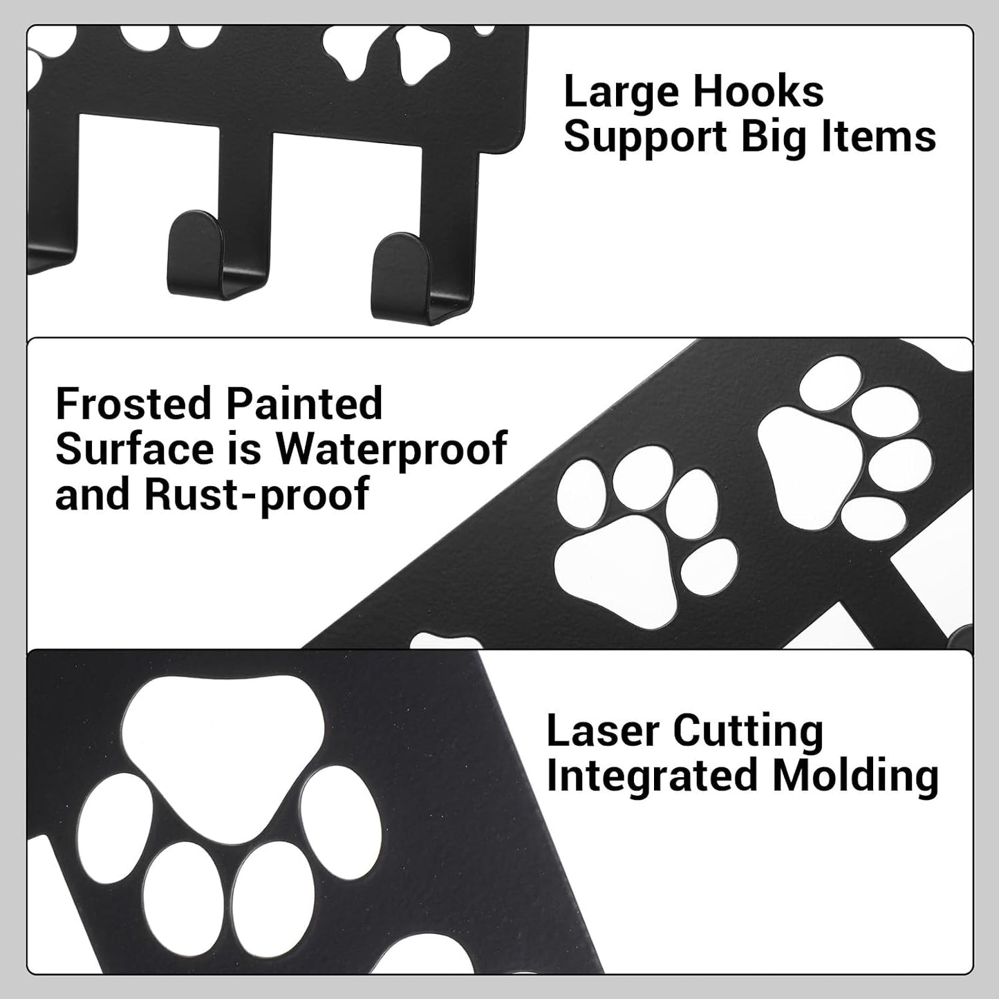 Metal Key Hanger Wall Mount Dog Leash Holder for Wall, Key Rack with 8 Hook | Entryway/Hallway/Kitchen Decor, Self Adhesive Dog Paws Design Walls Organizer with Screw Anchors for Gifts