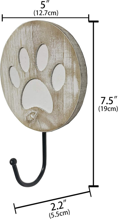 Vintage Style Dog Paw Wall Mounted Dog Leash Hooks Rustic Farmhouse Leash Holder Hook for Dog Leash on Wall