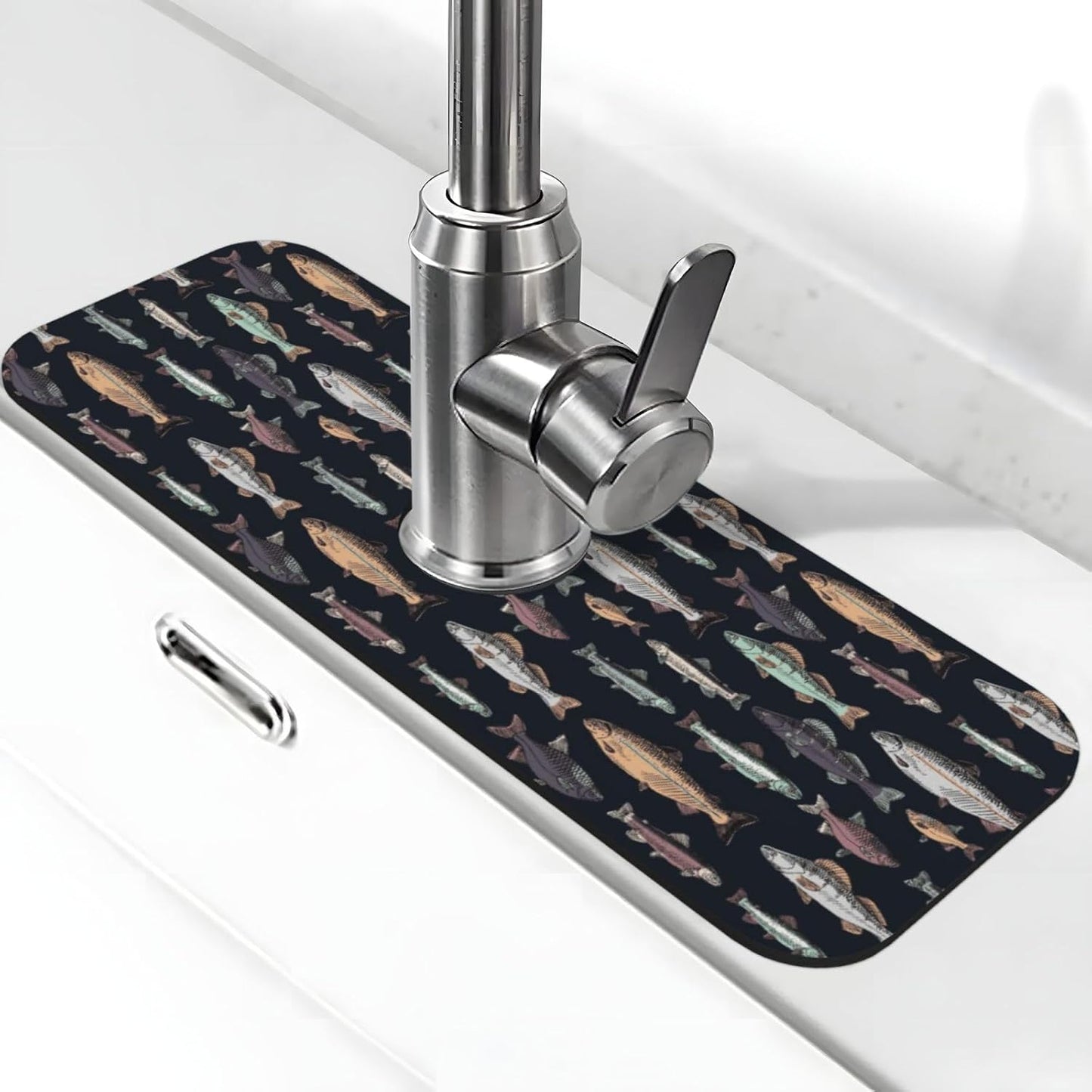 Wildflowers Floral Flower Kitchen Sink Splash Guard Faucet Mat Super Absorbent Fast Drying Mat Sink Gadgets-Fast Drying Pad Sink Mat For Kitchen Bathroom (15" X 5.5" )
