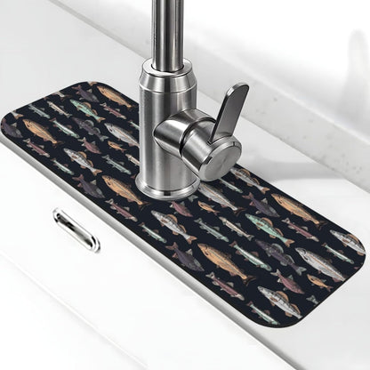 Wildflowers Floral Flower Kitchen Sink Splash Guard Faucet Mat Super Absorbent Fast Drying Mat Sink Gadgets-Fast Drying Pad Sink Mat For Kitchen Bathroom (15" X 5.5" )