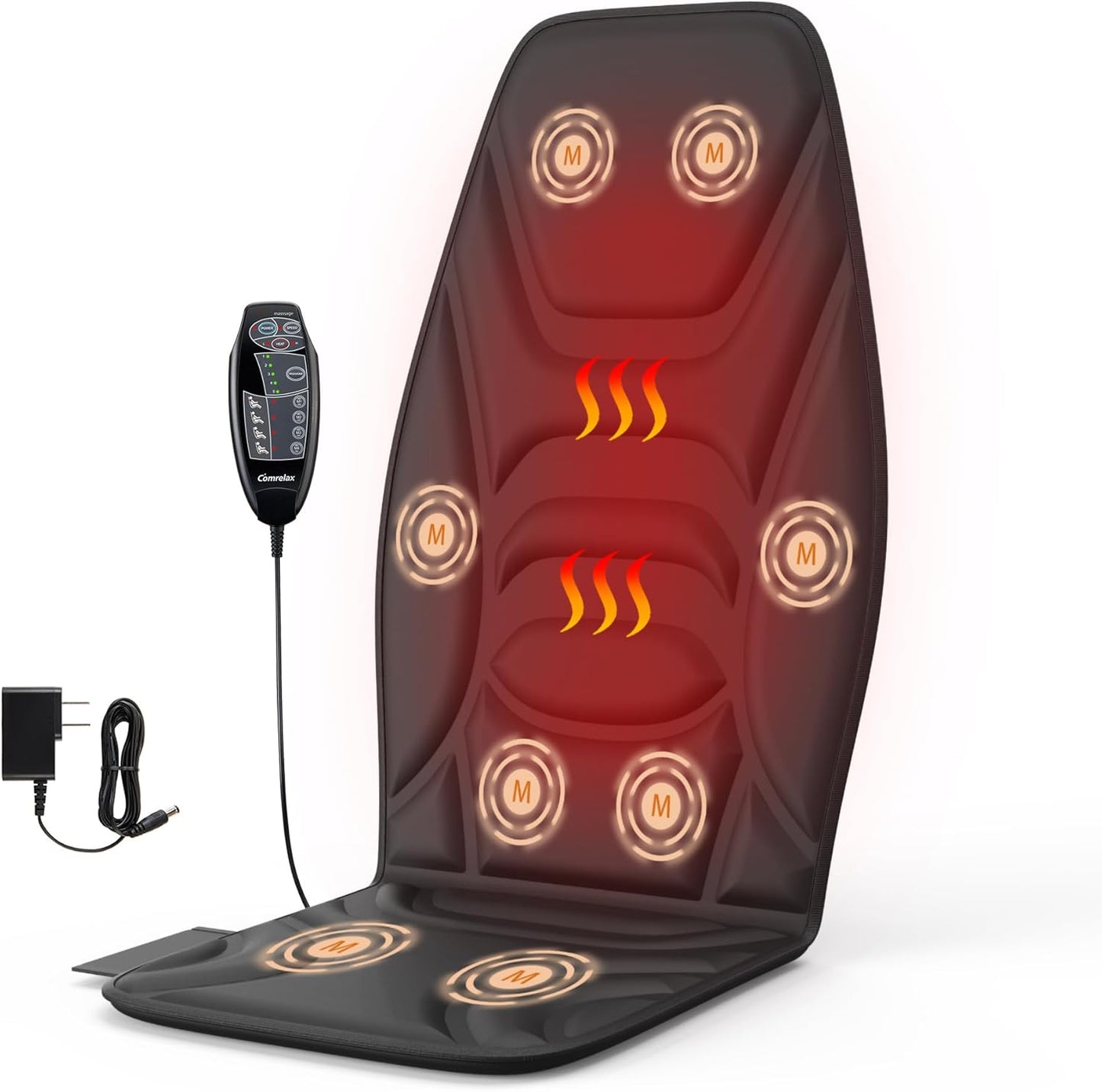 Vibration Massage Seat Cushion with Heat, Back Massager for Chair with 8 Vibration Motors, Heated Massage Cushion for Office Chair, Recliner & Sofa, Full Back & Seat Comfort, Idea Gift for Dad