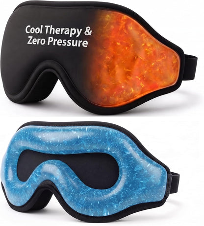 3D Zero-Pressure Sleep Mask with Cooling Gel | 100% Blackout Eye Cover for Puffy Eyes, Migraines & Dry Eyes | Hot & Cold Therapy for Deep Sleep & Relaxation