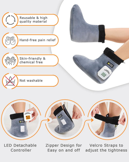 Cordless Foot Warmer with Heat and Massage - Rechargeable Heating Pad for Feet, 3 Temp & Vibration Levels, 60 Min Timer for Plantar Fasciitis, Ankle Pain, Cold Feet at Home, Office, Sleeping