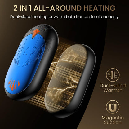 Magnetic Hand Warmers Rechargeable 2 Pack, Ergonomic Electric Hand Warmer, Up to 24hrs, Pocket Size Handwarmers,Warm Gifts for Raynauds, Golf, Men Women