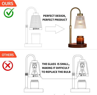 Candle Warmer Lamp with Timer and Dimmer,Electric Gold Light Gifts for Women Melt Wax Warmer Lamp with 2 Bulbs for Candle Jars House Warming New Home Decor Bedroom