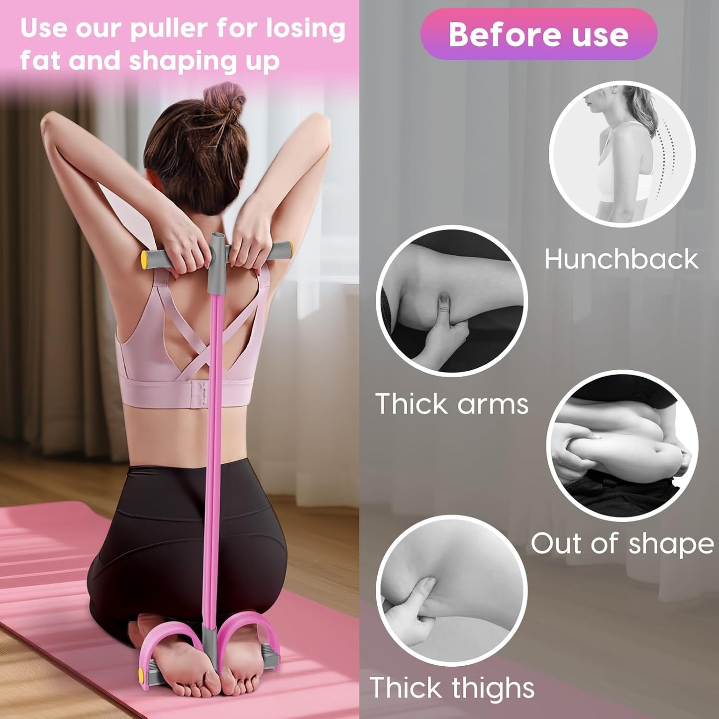 Pedal Resistance Band with Handles, 6-Tubes Natural Rubber Exercise Bands | Upgrade Foot Pedal Resistance Bands for Working Out, Multifunction Fitness Equipment for Abdomen, Waist, Arm, Leg, Pilates