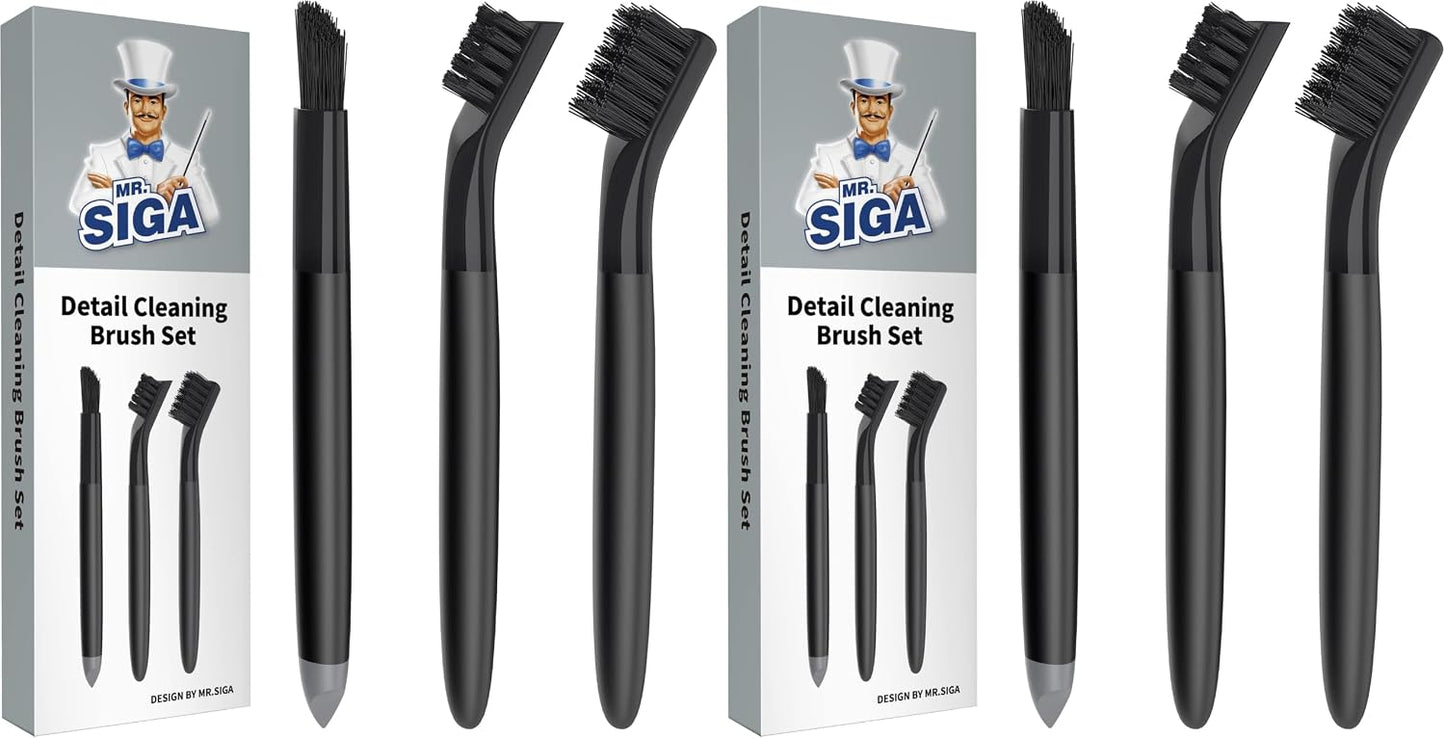 MR.SIGA Grout Cleaner Brush Set, Detail Cleaning Brush Set for Tiles, Sinks | Grout scub brush, small grout cleaning brush for crevice