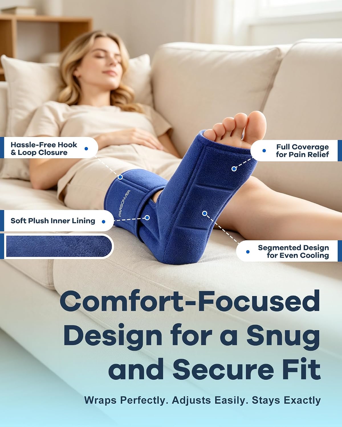 Ankle Foot Ice Pack Wrap for Plantar Fasciitis Relief, 60-Min Long-Lasting