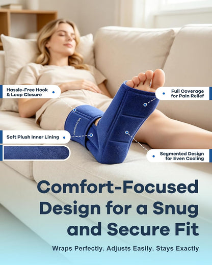 Ankle Foot Ice Pack Wrap for Plantar Fasciitis Relief, 60-Min Long-Lasting