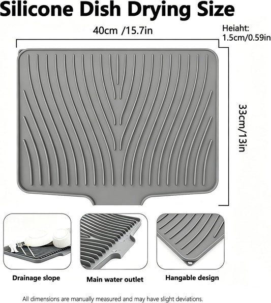 Kitchen Sink Splash Guard Gen2-30" x 6'' Silicone Sink Mat Splash Guard fit for Countertop, Bathroom,Farmhouse,RV by EBIGIC (Grey)