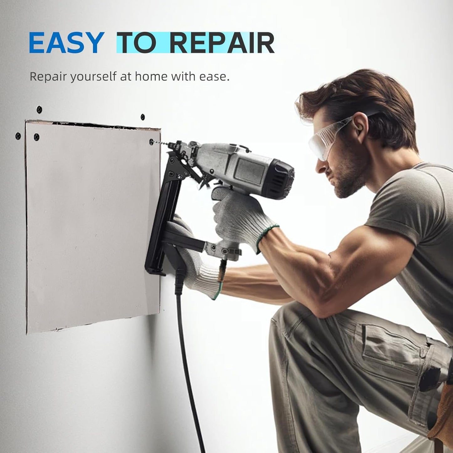Drywall Repair Kit,Drywall Repair Panel 12” x12“,Drywall Patch Kit Large Hole,Sheetrock Repair Kit,Wall Surface Large Hole Fill Quick and Easy Solution | Sheetrock Repair for Wall Surface. Quick Fill Damaged Areas. Includes Tools for Easy Application
