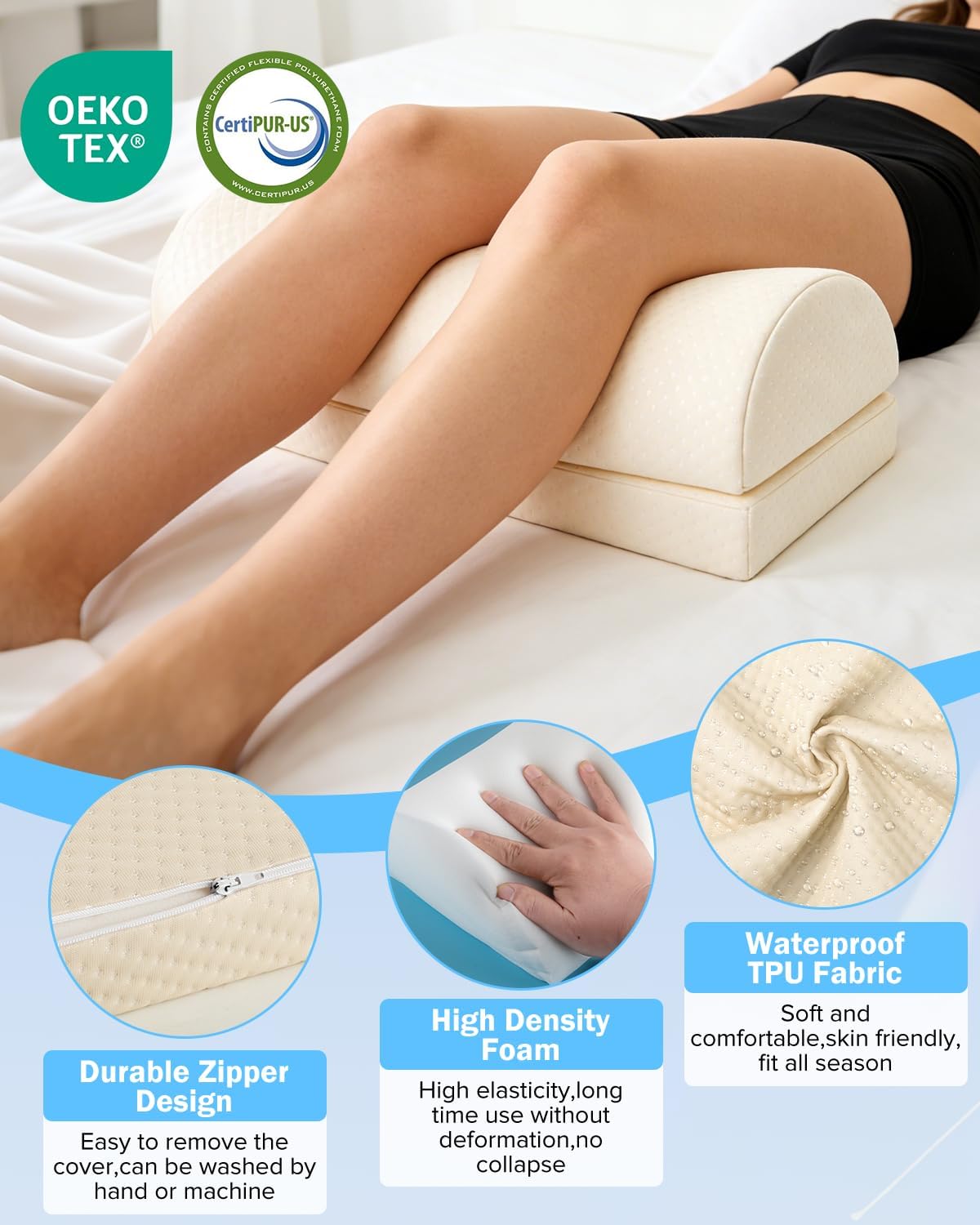 Lumbar Support Pillow for Bed for Back Pain Relief | Adjustable Lower Back Pillow for Sleeping, Memory Foam Back Support Pillow for Side & Back Sleepers, Washable Cover