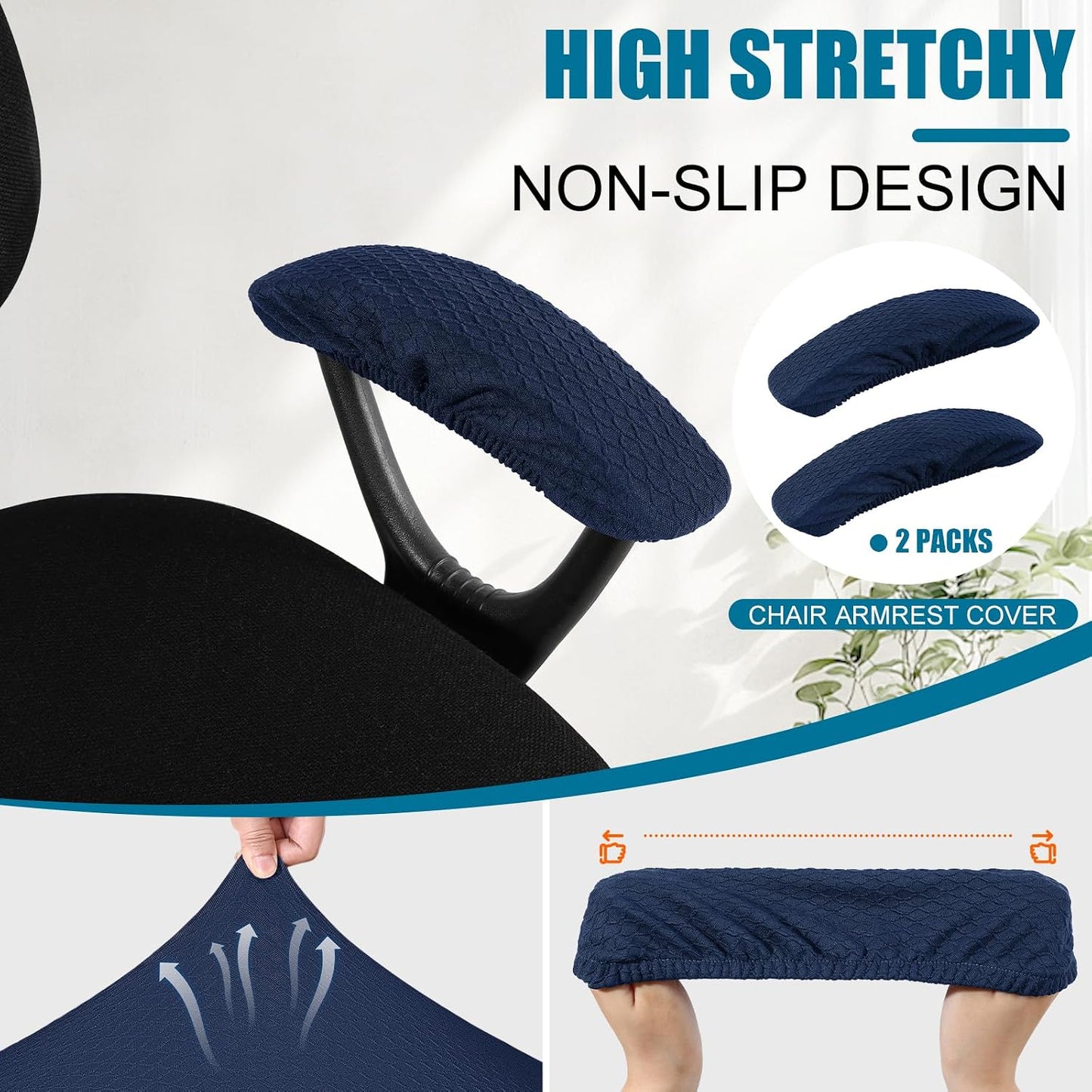 Smiry Office Computer Chair Armrest Covers, 2PCs Anti-dust Arm Rest Pad | Removable Washable Desk Chair Arm Pad Covers, Grey