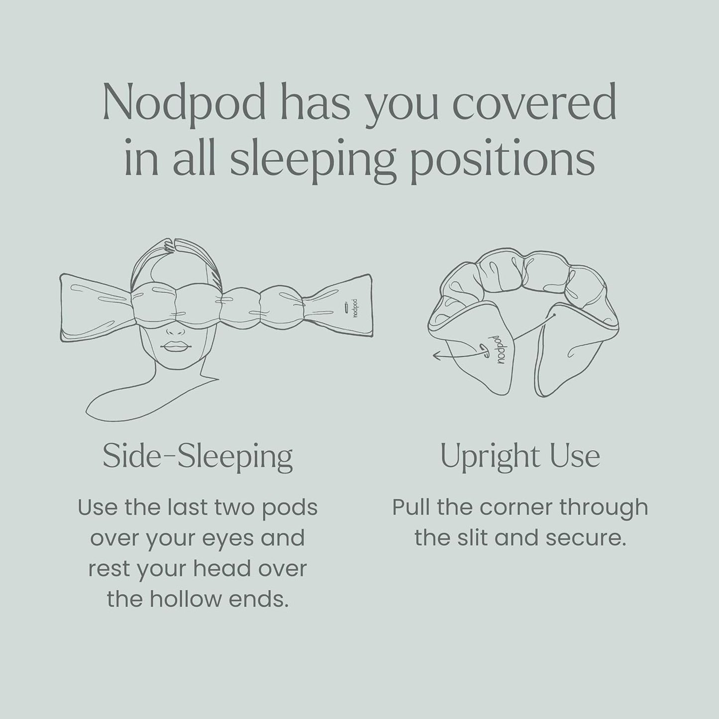 Nodpod Mineralized Silk Gentle Pressure Sleep Mask - Strap-Free, Light-Blocking Design for Sleep, Travel & Relaxation - Weighted Eye Pillow, Machine Washable (Willow)
