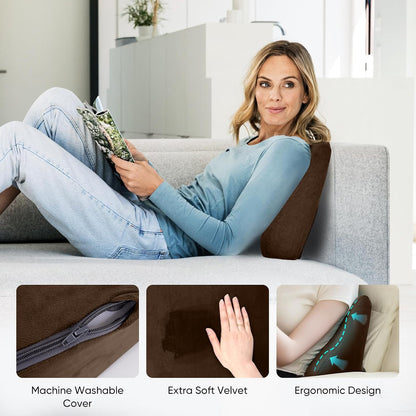Lumbar Support Pillow for Recliner and Couch, Ergonomic Back Support Pillow | Dual-Layer Memory Foam, Soft Velvet Cover, Lower Back Pain Relief, Back Cushions for Recliner, Sofa & Gaming Chair
