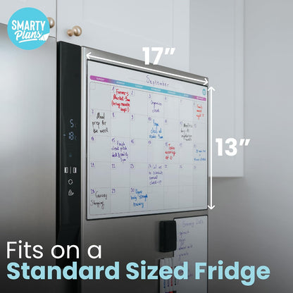 Dry Erase Weekly Extra Thick Magnetic Calendar for Refrigerator: 17x13 Two Week Planner and 6x9 White Board, 4 Fine Tip Markers and Eraser. Stain Resistant. Shipped Flat. (Monthly Planner)