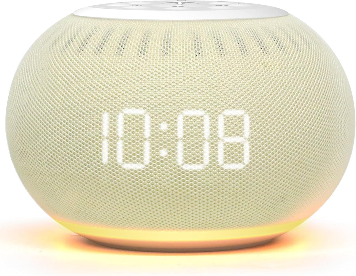 REACHER Auto Dimmable Sound Machine Alarm Clock with Night Light for Girls