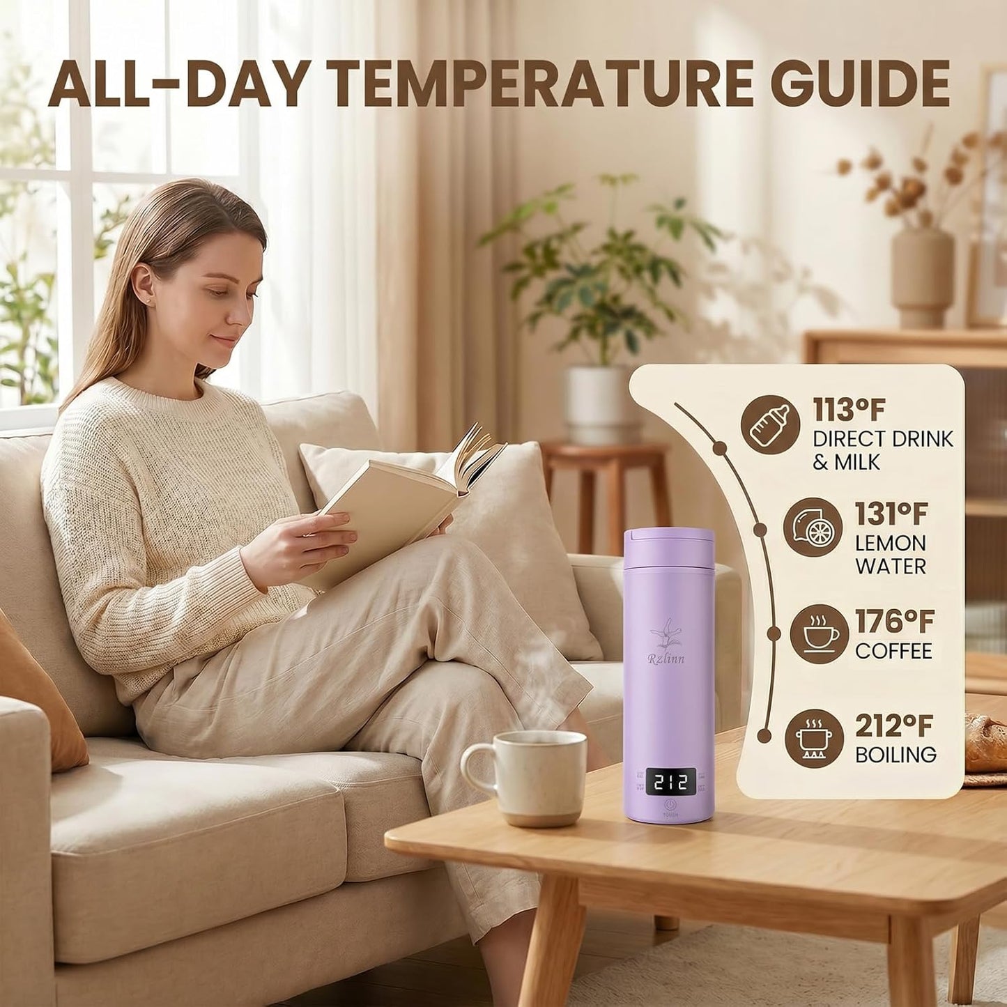Portable Electric Kettle （120V）, Travel Tea Kettle, 316 Stainless Steel Premium Liner, 4-speed Temperature Adjustment with Auto Shut-off and Boil-Off Protection black