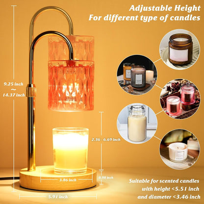 HAIDOLIANG Blue Candle Warmer Lamp with Timer and Dimmer | Height and Brightness Adjustable,Glass Electric Wax Warmer with 2 Bulbs for Women Gifts, Home Decor for Scented Jar Candles