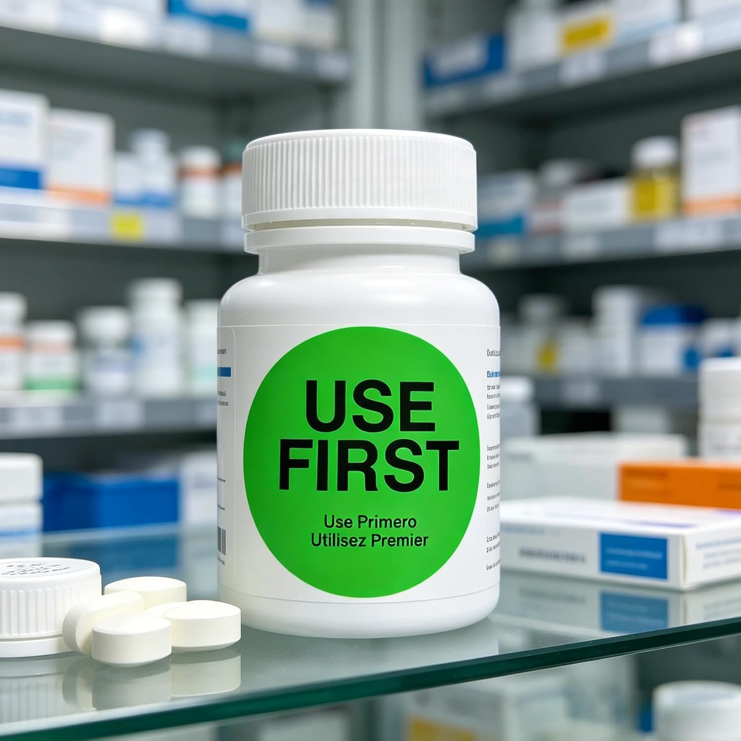 500 Pcs 1.5 Inch Use First Stickers - Dot Pharmacy Labels Paper for Food Service, Medication, Inventory Control & Restaurant (Orange)