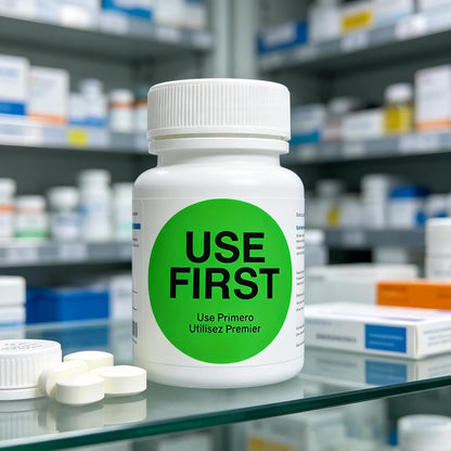 500 Pcs 1.5 Inch Use First Stickers - Dot Pharmacy Labels Paper for Food Service, Medication, Inventory Control & Restaurant (Orange)