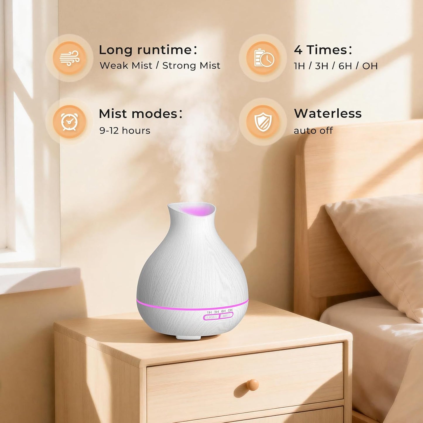 Aromatherapy Essential Oil Diffuser, 550ml Ultrasonic Fragrant Oil Large Room Humidifier, Diffusers for Home with Timer and Waterless Auto-Off, 7 Color LED Lights,Cool Mist Humidifiers