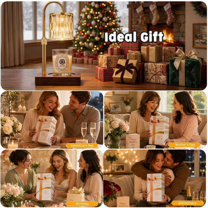 Candle Warmer Lamp with 3 Bulbs, Adjustable Height Dimmable Candle Warmer with Timer, Candle Lamp with Charming Gift Box Ribbon,Birthday Gifts for Women Mom, House Warming Gifts New Home Decor