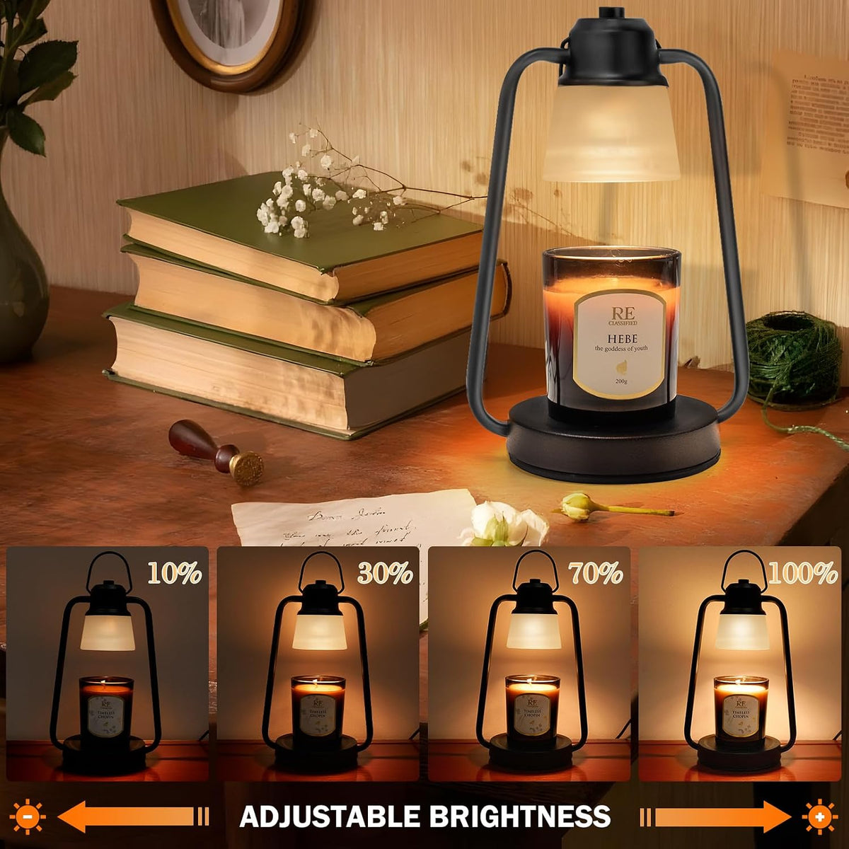 Flower Candle Warmer Lamp with Timer - Adjustable Height for Jar Candles