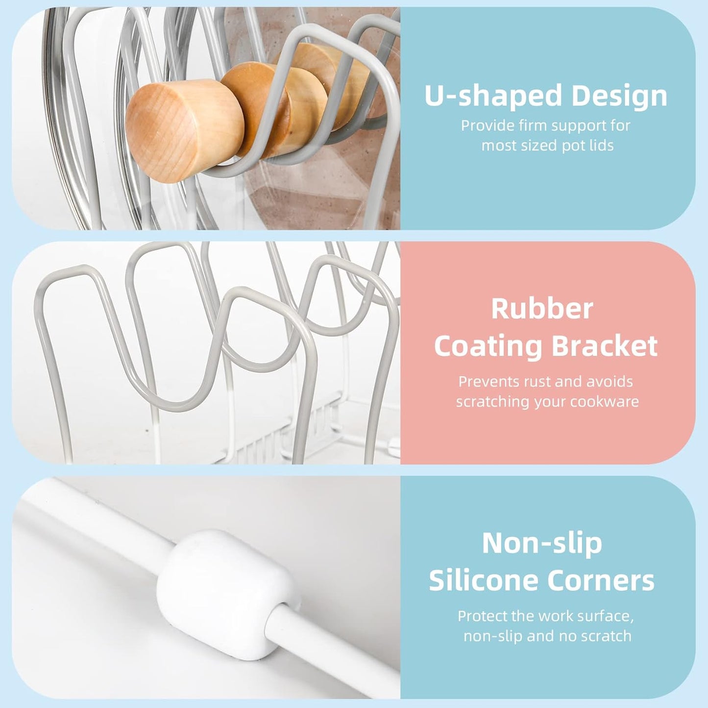 ROOHUA Pot and Pan Lid Organizer Rack for Under Cabinet, 12"-23" Expandable | 10 Adjustable Dividers, Holds Pan Lids, Cookware & Bakeware, Creates Tidy Cabinet Storage, Durable Metal, Bronze