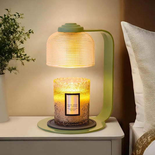 Candle Warmer Lamp Green with Clear Glass Globe and Timer & Dimmable Light