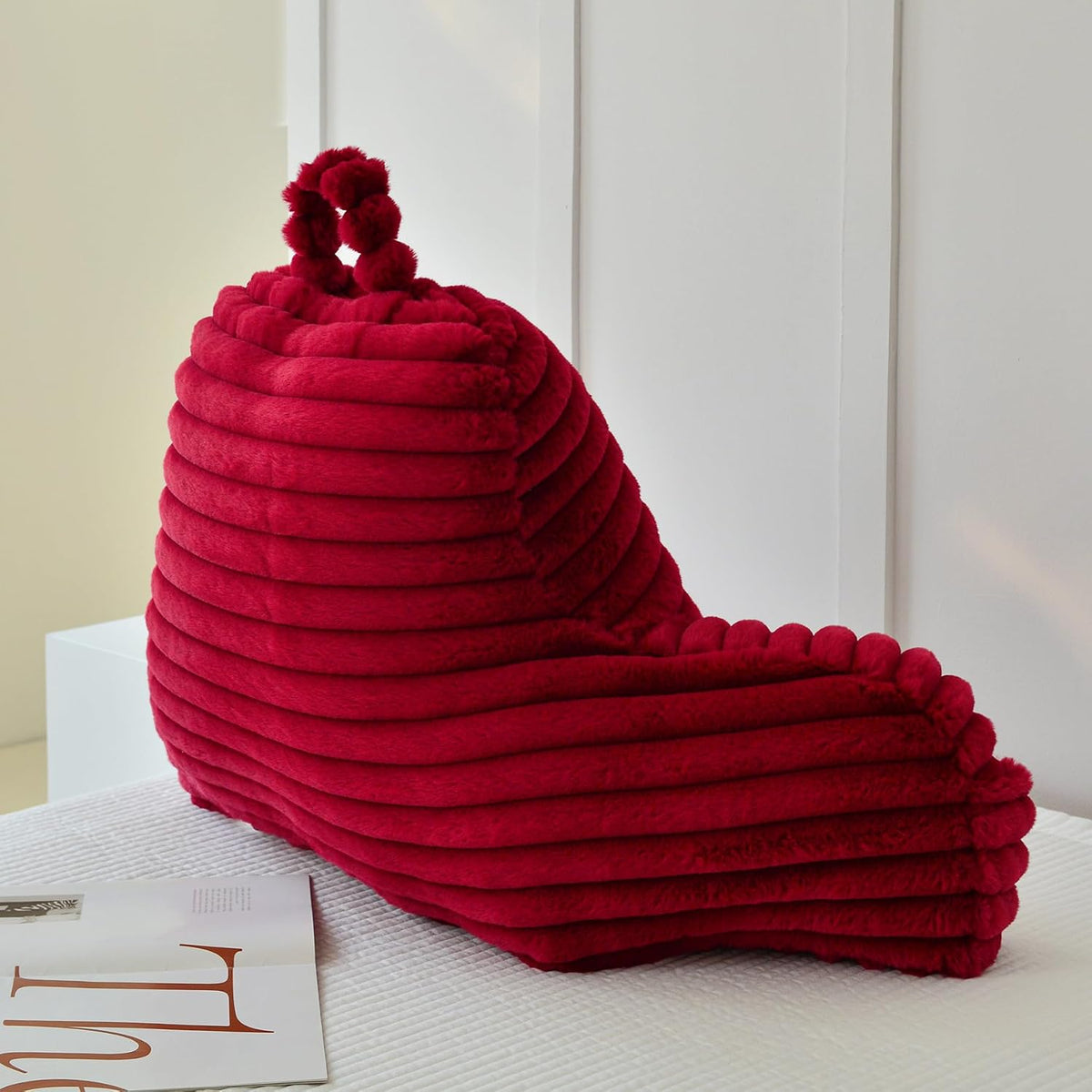 Large Reading Pillow for Adults, Back Support Pillow for Sitting Up in Bed with Arms, Couch for Lounging Bedrest, Pink