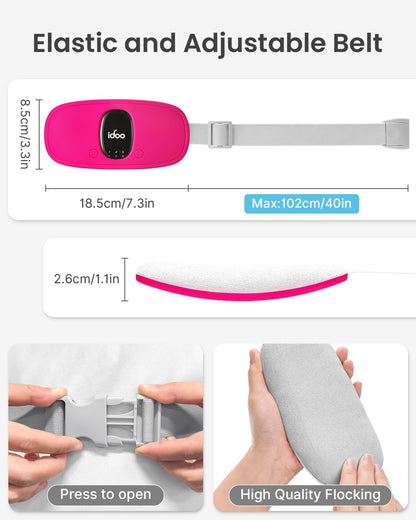 iDOO Portable Heating Pad for Period Cramps, FSA Eligible Item, Gifts for Women Girlfriend Mom Wife, Back Belly Heat Pad for Menstrual Pain Relief, with 3 Heat Levels 3 Massage | Back & Belly Wrap for Menstrual Cramps, 3 Heat Levels 3 Massage, FSA