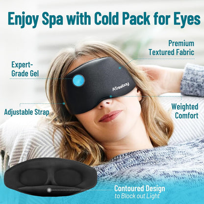 Cooling Eye Mask, Cold Eye Mask for Puffiness, Reusable Ice Eye Masks for Dark Circles And Puffy Eyes, Relieve Your Migraines and Headaches with Gel Eye Masks Therapy, Long-Lasting Comfort, Light Blue