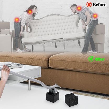 22" Furniture Lifter Tool, Appliance Metal Lifter for Heavy Furniture Grey | 1 Lifter Tool, 4 Raise Blocks, Movers, Sliders & Wheels to Move Sofa, Refrigerator, Washing Machine Easily & Safely