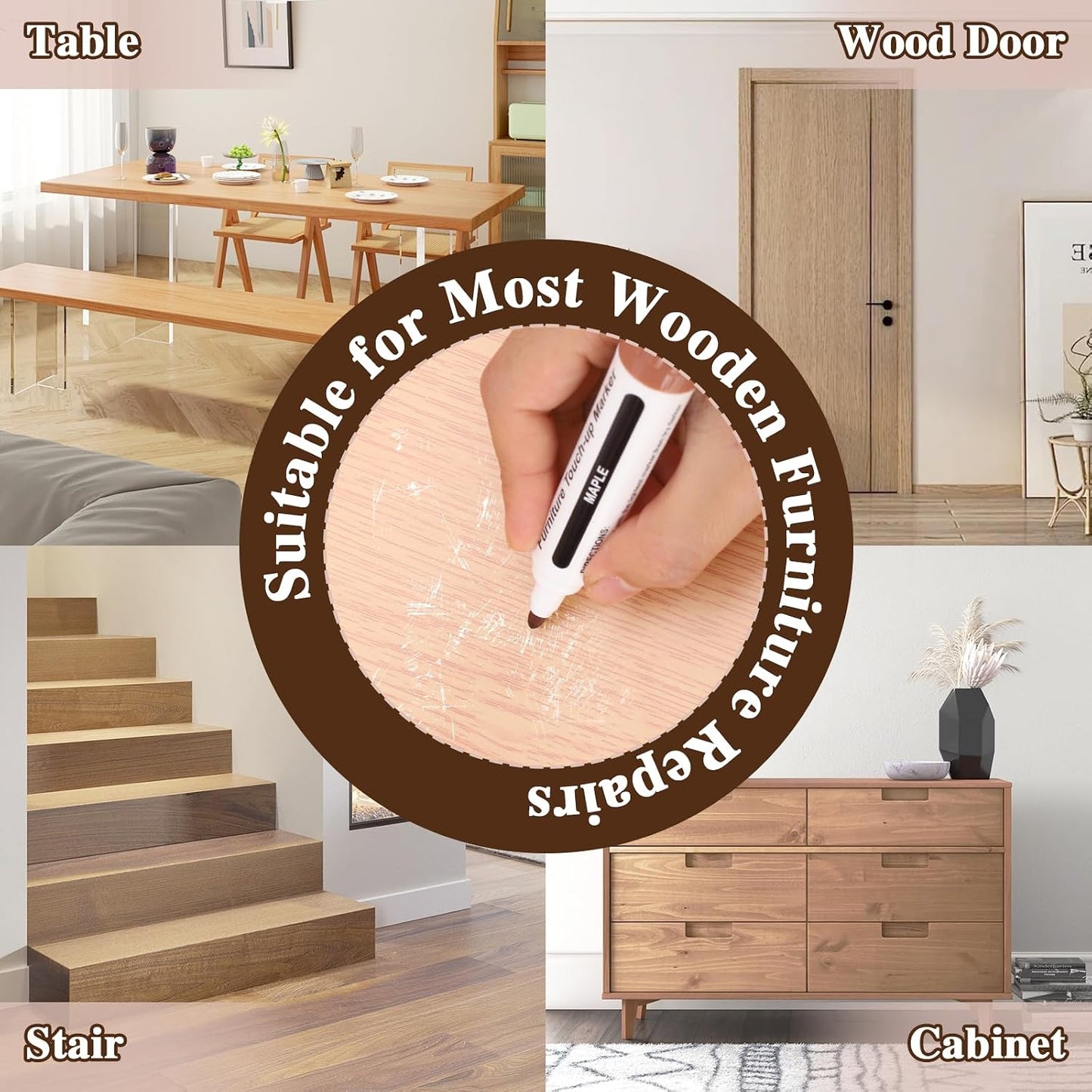 Dual Tip Furniture Markers Touch Up, Upgrade 13 Pcs Markers Furniture Repair Kit, Touch Up Paint Pen and Wood Filler Putty Stick with Sharpener Kit, for Stain Remover, Floor Scratch Repair