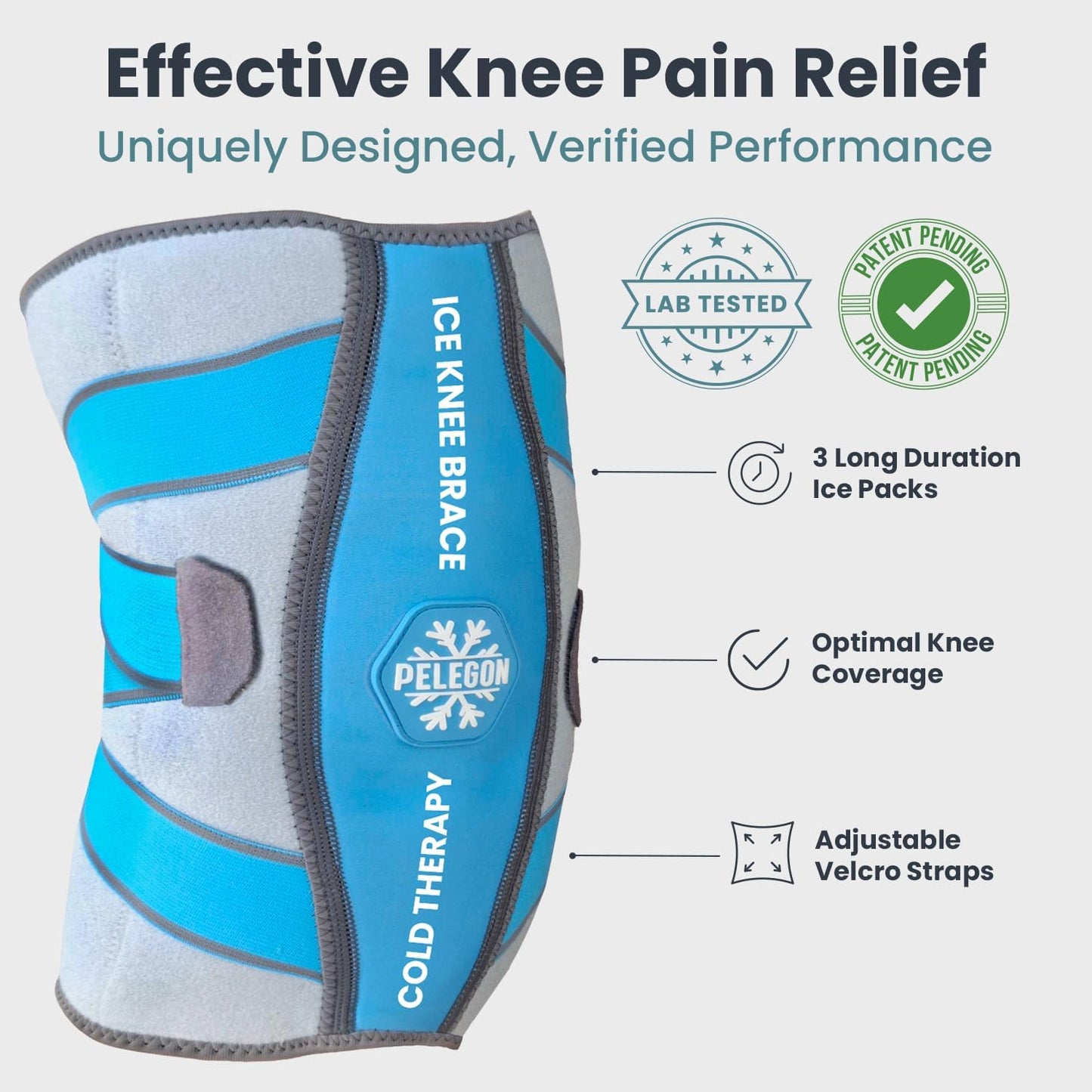 Knee Ice Pack Wrap - Adjustable Ice Pack for Knees Surgery, Replacement, Arthritis Pain, ACL, Sports Injuries, Post Surgery, for Long Duration - 2 Pack