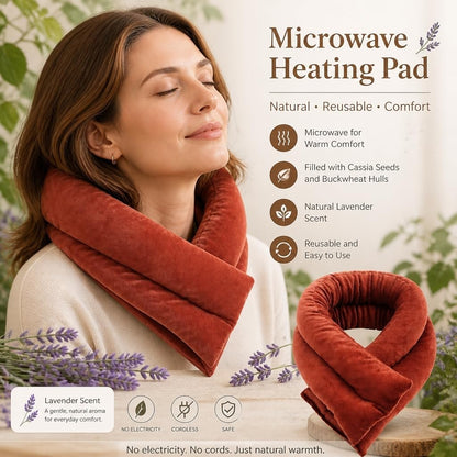 Microwavable Neck Shoulder Heating Wrap with Lavender | Natural Herb Filling, Reusable