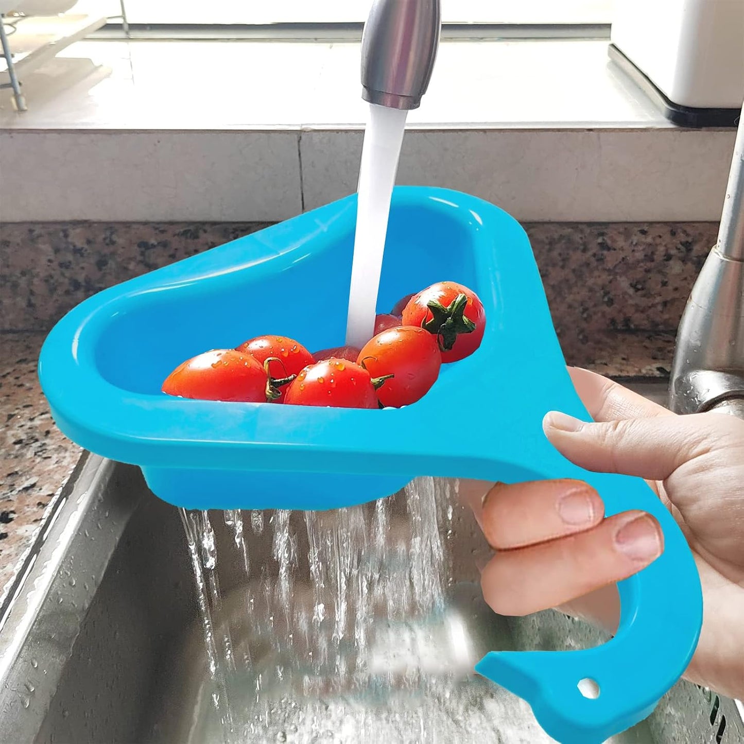 Kitchen sink drain basket swan drain rack, swan drain basket for kitchen sink, multifunctional drainer rack triangle Sink Filter vegetable and fruit drainer basket 4 PCS