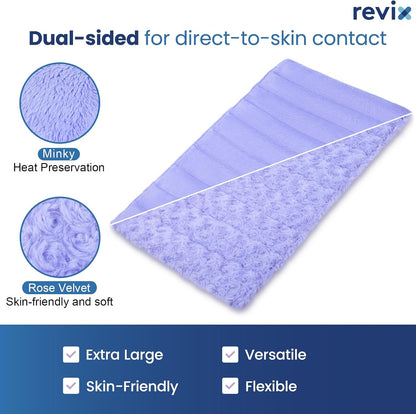 REVIX Extra Large Microwavable Heating Pad for Back, Heating Wrap, Purple