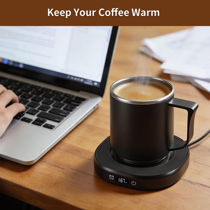 Coffee Mug Warmer + Mug Set, Cup Warmer for Desk, Candle Warmer with Timer | Electric Beverage Milk Tea Hot Drinks Warmer, 4 Temp Setting, 8H Auto Shut off Timer, Home Office Birthday Present