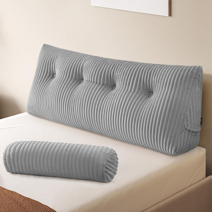 Z-hom Headboard Pillow, Wedge Backrest Cushion, Queen Size,NO Roll Pillow | Grey Triangular Backrest Cushion Equipped,NO Roll Pillow,Ideal for Reading,Sitting Up in Bed&Filling Headboard Gaps