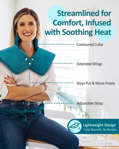 Heating Pad for Neck Shoulders Back, Upgraded PTC+NTC Even Heating, Versatile Electric Heated Neck Wrap for Full-Body Relax, Birthday Gifts for Women Men Mom Dad Wife Husband, ETL Safety Certified