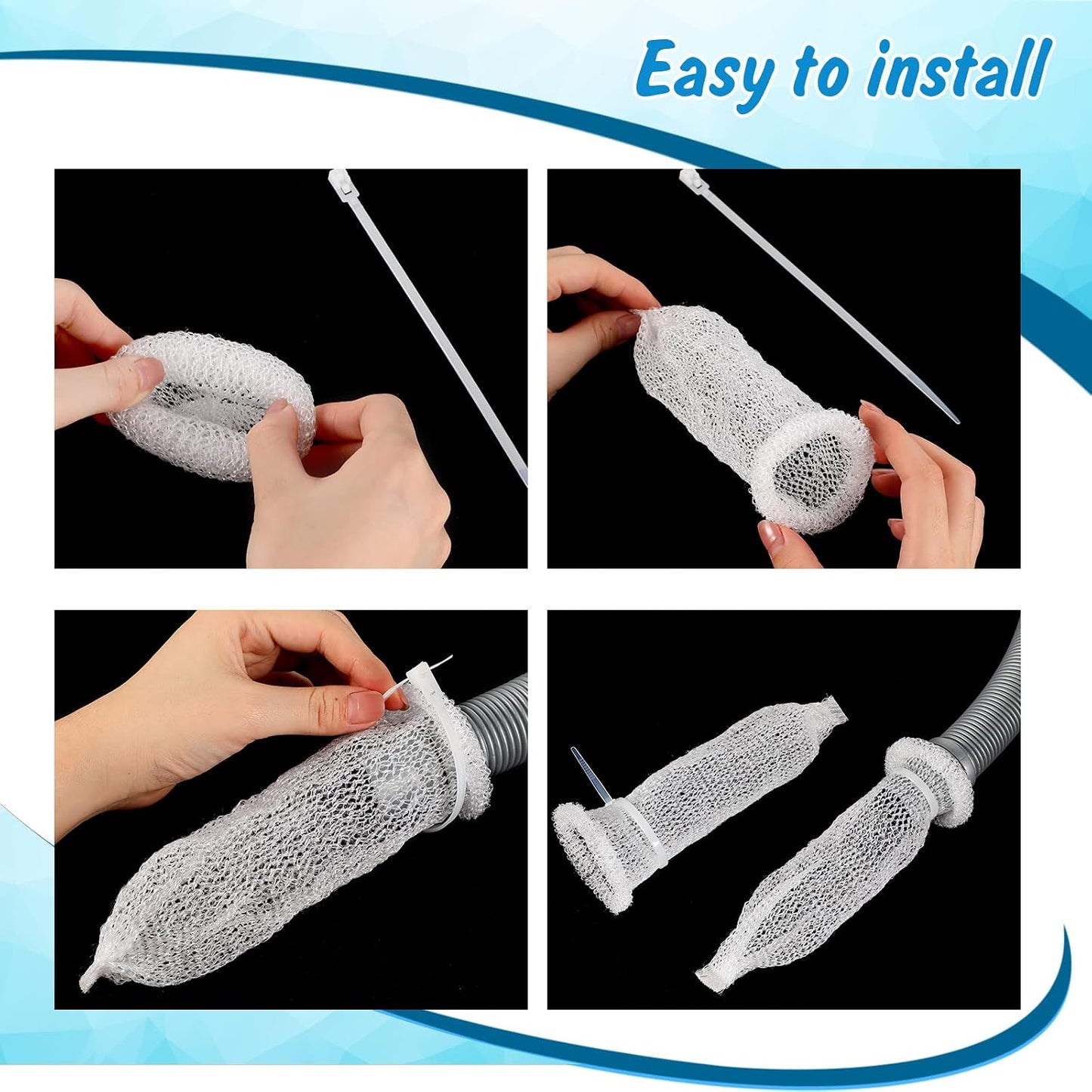 40 Pcs Nylon Washer Hose Lint Traps Washing Machine Mesh Filters | Washer Drain Hose, Fits Laundry Pipes, Helps Catch Lint, Includes 40 Zip Ties, Nylon Mesh Screen, Utility Sink Drain