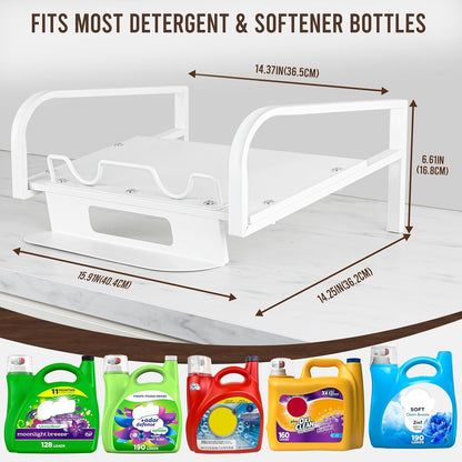 Laundry Detergent Holder Stand with Drip Tray, Liquid Detergent Riser | Laundry Soap Holder Organizer for Laundry Room, Brown