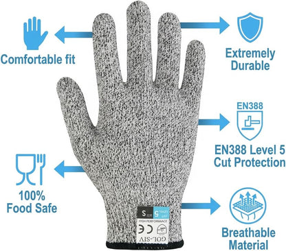 A5 Cut Resistant Gloves, Level 5 Protection, Safety Work Gloves for Kitchen Cutting, Oyster Shucking, Wood Carving, Meat Cutting, Fish Handling, Pink, XL