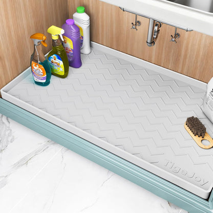 TigeJoy Under Sink Mats for Kitchen Waterproof 34" x 22", Cabinet Liner | Leak-Proof Silicone Mat Sink Protector, Kitchen Essentials Organizer and Storage,Boot or Shoe Tray, Pet Feeding Mat