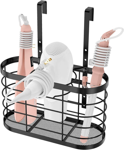 Hair Dryer Holder 3 in 1 Hair Tool Organizer - Blow Dryer Holder | Djustable Height Wall Mounted/Cabinet Door Bathroom Organizer Under Sink for Hair Dryer, Flat Irons, Curling Wands